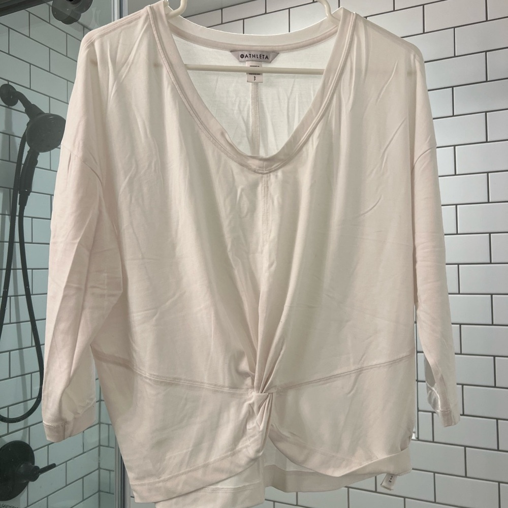 Athleta White 3/4 Sleeve Top